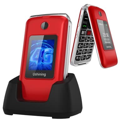 Tosaju 4G Seniors Téléphone Mobile sans contrat Pliable 1200 mAh Batterie Simple Grand Bouton téléphone Portable pour Personnes âgées avec Station de Charge Appel d'urgence Bouton Double Sim Gratuit