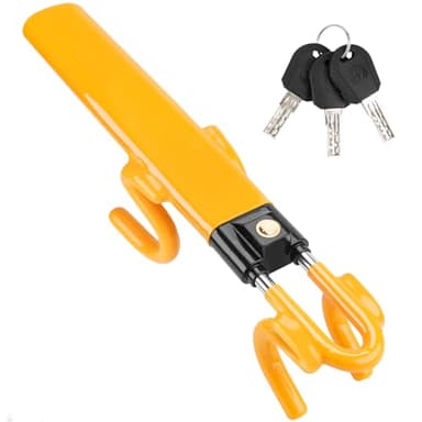 Tevlaphee Antivol Voiture, Canne Antivol Voiture, Antivol Volant Voiture, Barre Sécurité Véhicule, Haute Visibilité, Robuste, Ajustement Universel, 3 Clés(Jaune)