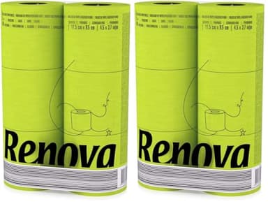 Renova Papier Hygiénique Black Label Vert, 6 rouleaux, Colorés, Technologie double face, 3 plis vert 200064514 (Lot de 2)