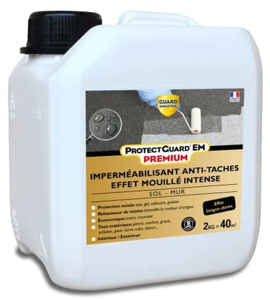 GUARD INDUSTRIE - Protectguard Em Premium Effet Mouillé Imperméabilisant Hydrofuge, Ravive Couleur Protection Contre L’Eau Et Les Taches Fabrication Française Bidon 2 L Traite 45M2