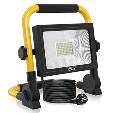 CLY Lampe Chantier 60W, 5200LM Projecteur Chantier Led 6500K Baladeuse Led Portable IP66 Câble 5M Lampe LED Portable Lampe de Travail Lanterne avec Rotation à 180° pour Atelier, Garage, Bricolag