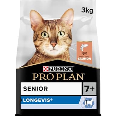 PURINA PRO PLAN | LONGEVIS | Sterilised 7+ | Alimentation complète pour Chat Senior Stérilisé de 7 ans et plus | Pour une vie plus longue en bonne santé | Au Saumon | Croquettes | Sac | Lot de 4 x 3Kg