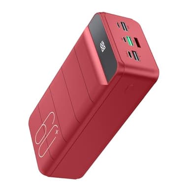 PDBEST 60000mAh Batterie Externe Charge Rapide, 22,5W PowerBank, Chargeur Portable avec Écran LED, 4 Sorties et 3 Entrées Compatibles avec Smartphone, Tablettes, etc Rouge