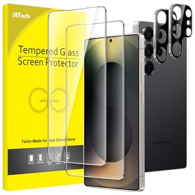 JETech Protection D'écran pour Samsung Galaxy S25 Ultra 5G avec Protecteur d'Objectif de Caméra, Film en Verre Trempé, Compatible Empreinte Digitale ID, HD Transparent, 2 Pièces Chacun