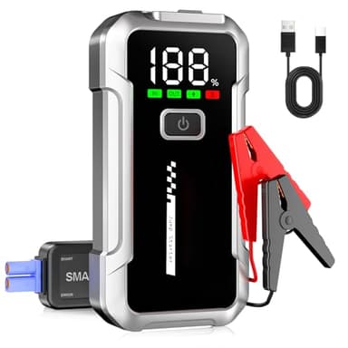 Booster Batterie 7000A 12V Démarreur Voiture pour Toute Essence ou Diesel Jusqu'à 10L Jump Starter avec Pince Intelligente Écran LCD Lampe LED Protections Multiples pour Auto Moto SUV Camion