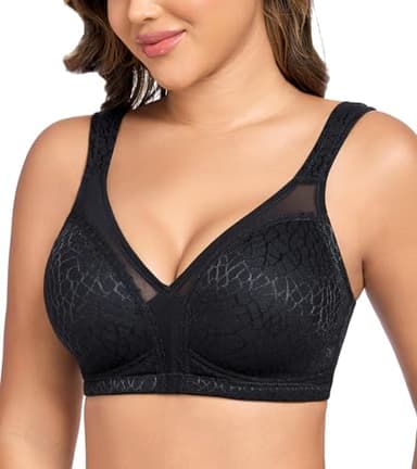 Curyon Soutien-Gorge Minimiseur pour Femmes sans Armatures Grandes Tailles Bonnets Entiers sans Rembourrage Confort au Niveau du Dos Doux Élastique Noir 115G