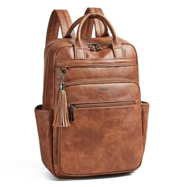 Shrrie Sac à dos portable en cuir pour femmes de 15,6 pouces, Sac à dos de voyage pour ordinateurs portables pour affaires et université, travail