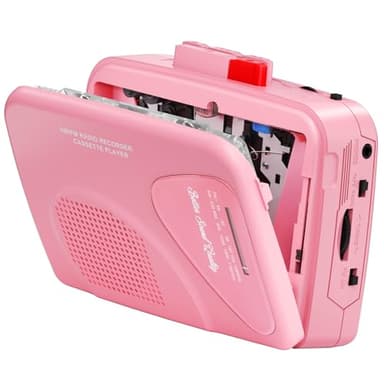 Lecteur Enregistreur de Cassettes Portable, Radio AM/FM, Haut-Parleur Intégré, Prise Casque, Clip Ceinture Inclus