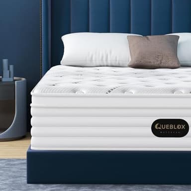 Queblox Matelas 160x200cm,Hauteur 28cm,Matelas en boîte,7-Zone Pocket Sprung Mattress,Fermeté Moyenne,Isolation des mouvements,Certifié Oeko-TEX​