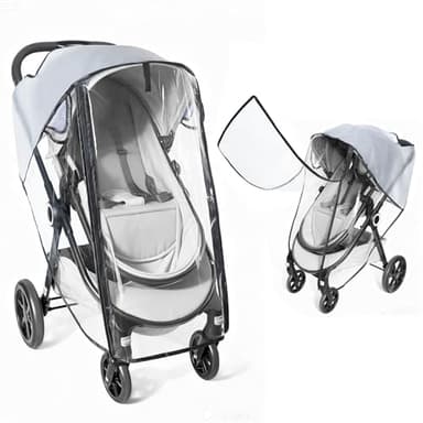 Orzbow Habillage Pluie Universelle pour Poussette, Protection Pluie Poussette Universelle avec Porte Enroulable à Fermeture Éclair pour un Accès Facile, EVA de Qualité Alimentaire, Transparente