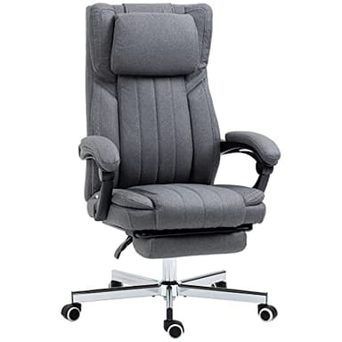 Vinsetto Chaise bureau fauteuil de bureau chaise ergonomique hauteur réglable dossier inclinable accoudoirs repose-pieds et appui-tête siège de bureau à roulettes pivotantes 65x61x105-113cm gris foncé