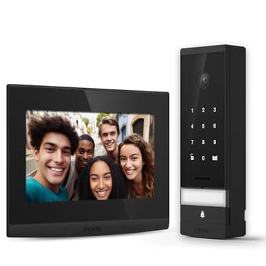 Extel Open 3K – Visiophone Wi-Fi 7’’ avec caméra 3K ultra-HD, digicode + QR-Code, contrôle depuis smartphone, ouverture portail/portillon, vision nocturne, installation 2 fils – Kit visiophone complet