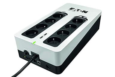 Eaton Onduleur Parafoudre 3S 700 FR - Off-line UPS - Alimentation Sans Interruption - Puissance 700VA (8 prises FR, Silencieux, 2 ports de charge USB Type-A) - Interface USB - Noir&Blanc