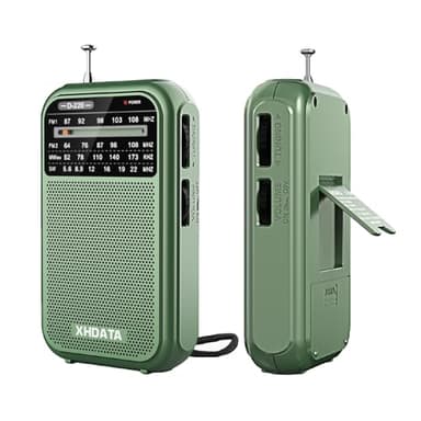 XHDATA D220 Radio Portable FM/AM/SW, Mini Radio à Piles Survie (AA) avec Réception Haute Performance, TransistorRadio pour Cadeau, Famille, Séniors(Vert)
