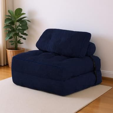 Fabulcozy Canapé-Lit 4-en-1 Convertible Pliable - Fauteuil, Fauteuil Convertible Canapé lit 1 Place Idéal Petit Espace, Salon ou Chambre(Bleu Marine)