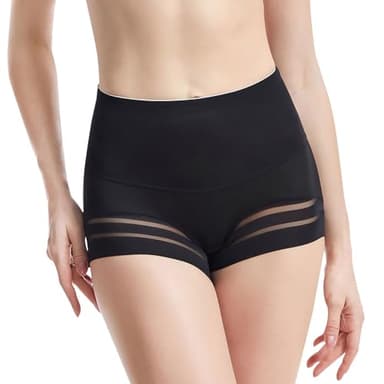 KOEMCY Culotte Gainante Femme Ventre Plat Taille Haute Invisible Gaine Amincissante Culottes Sculptantes Respirable Confortable Anti Frottement Cuisse Minceur Shapewear (Noir/M)