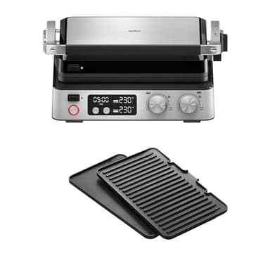 Braun MultiGrill 7 CG 7040, Appareil Panini Électrique avec Contrôle Électronique, 2 Thermostats Indépendants, 3 Positions de Cuisson, Plaques Lavables au Lave-Vaisselle, 2000 W, Noir/Inox