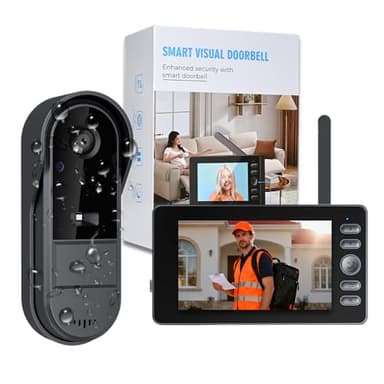 Sonnette sans Fil avec Caméra Exterieur étanche avec Écran 4.3" Visiophone Vidéo Interphone sans Fil sans WiFi Abonnement Bidirectionnel Vision Nocturne Appuyez Longuement pour Réveiller la Sonnette
