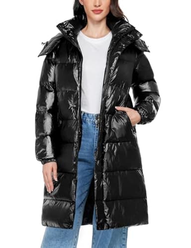 Tuopuda Doudoune Femme Manteau Longue d'hiver Imperméable Hiver Chaud Veste Matelassee Parka à Capuche Manteau Outercoat avec Poches(Noir,L)