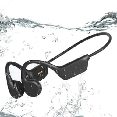 CQWEIC Casques à Conduction Osseuse, Casques de Natation, écouteurs Sportifs à Ouverture d'oreille sans Fil Bluetooth 5.4 avec Lecteur MP3 Intégré 32G, IPX8 pour Natation