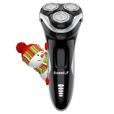 SweetLF [2024 Nouveau] Rasoir électrique Barbe Homme (plus 3 lames+1 chargeur rapide) avec têtes rotatives 4D, rasoir rechargeable avec écran LED, rasage étanche IPX7 + tondeuse barbe SWS7105- Noir