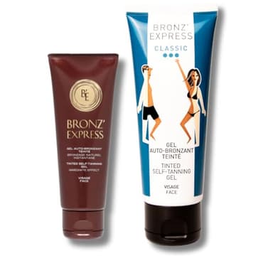 Bronz’Express | Made in France | Gel Auto-Bronzant Teinté Visage | Nouveau Design | Hâle Naturel Instantané | Texture Non Grasse & Hydratante | 75 ml