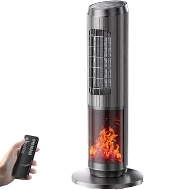 Dolaso Chauffage Soufflant d'appoint 2000W, Radiateur Electrique avec Thermostat, Effet Cheminée, Télécommande, Éco, 3 Modes, Minuterie 1-8H, Protection Contre la Surchauffe et le Renversement