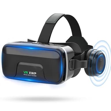 XWP Casque VR avec Écouteurs, Lunettes 3D De Réalité Virtuelle (VR) pour téléphone Portable, avec Lentille HD, pour iPhone&Android (4,7–7,2"), Immersif pour Jeux/Films, Cadeau pour Enfants Et Famille
