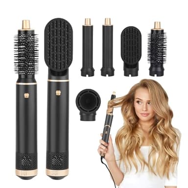 Airstyler 5 en 1 Brosse Soufflante Sèche Cheveux, 1000W Hair Styler Hair Styler Hot Air Brush Set avec Moteur Haute Vitesse 110000 tr/min, Coiffeur Ions Négatifs Boucleurs avec 2 Fer Friser Air Auto