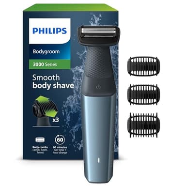 Philips Bodygroom Series 3000, tondeuse corps et entrejambe étanche, rasage de près confortable, pour toutes les zones du corps, 60 min. Autonomie, modèle BG3027/03
