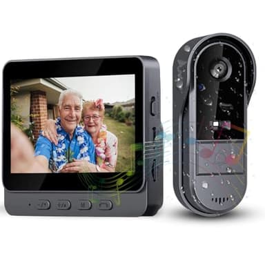 Sonnette sans Fil Exterieur Etanche avec écran IPS de 4.3 1080P Sonnette sans Fil avec Camera IP69 Visiophone Audio Bidirectionnel étanche Caméra HD 170° Interphone Vision Nocturne Infrarouge