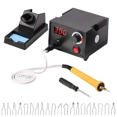 Kit Pyrograveur sur Bois Professionnel, Pyrogravure LCD,avec 20 pointes, 250–750 °C, Pour Bois, Cuir, Citrouille, Liège