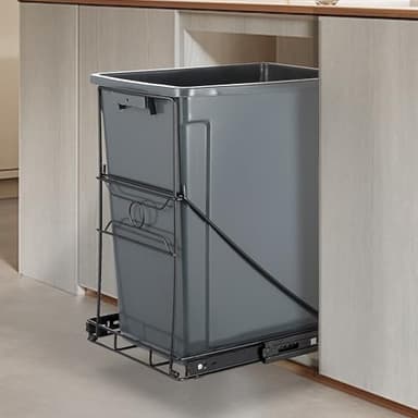 SOCONT Poubelle extractible, étagère coulissante réglable en acier inoxydable, kit de poubelle, convient aux poubelles de 20 à 38 litres (noir, poubelle non incluse)
