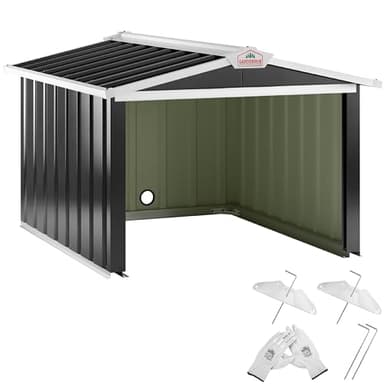 GARDEBRUK® Abri Robot Tondeuse 86x100x63cm Toit à 2 pans métal résistant intempéries 4X piquets Terre Garage Outillage carport Jardin Herbe Anthracite