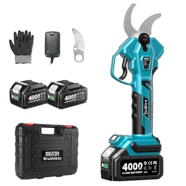 SEESII Secateur Electrique Sans Fil 40 mm –Secateur Electrique avec 2*Batteries 4000mAh, Lame SK5, Moteur Sans Balais, Écran LCD, pour Vergers, Paysagisme et Travaux de Jardinage Professionnels, CS440