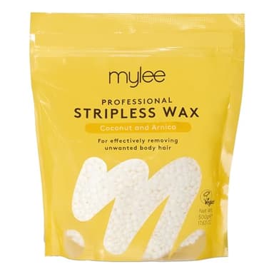Perles de cire professionnelles Mylee 500g – Billes solides d’épilation sans bande, épilation sans douleur du corps entier, du visage et de la ligne du maillot (Noix de Coco et Arnica)