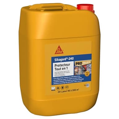 SIKA - Protection hydrofuge façade, mur, toiture et sol - Sikagard 240 Protecteur Tout en 1 - Multisupports - Int/Ext - Effet perlant - Prêt à l'emploi - Pour 40 à 200m2-20L