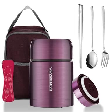 KIMIGO Boîte Alimentaire Isotherme 800ml avec Sac à Lunch, Thermo Isolant Contenant avec Cuillère, Thermos Alimentaire Chaud en Acier Inoxydable, Thermos Isotherme pour Ecole Bureau