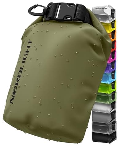 Sac Étanche 10L Dry Bag - (Vert Olive) Pochette Étanche Nautique, Sac a Dos Imperméable avec Fermeture Roll Top Et Bandoulière | Natation, Plage, Canoë, Stand Up Paddle, Plongée