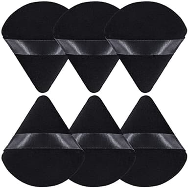 BEAKEY Triangle Houpette Libre Et Cosmétique Liquide, Éponge Poudre Douce En Peluche, Outil De houpette maquillage Fond De Teint (6 Pièces Noir)