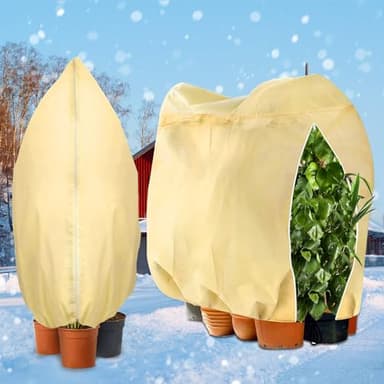 ZQEJEFD Protection Hivernale pour Plantes, 2PCS 180 x 120cm Housses de Protection pour Plantes, Voile Hivernage Plante avec Cordon de Serrage et Zipper, Réutilisable, Respirant, Indéchirable, Neige