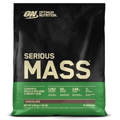 Optimum Nutrition Serious Mass Gainer en Poudre, Goût Chocolat, 5.45kg, 16 Doses