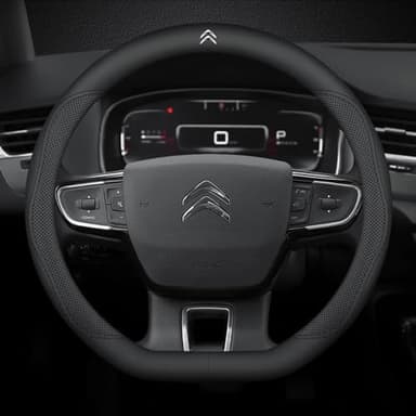 SERTGFRE Couvre Volant Voiture, pour Citroen C5 Aircross 2019-2024 Antidérapant, Respirant, Fibre de Carbone, élastique Professionnel, 37-38CM,B