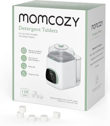 Momcozy Bloc Nettoyant pour Biberons Officiel, sans Parfum et sans Danger pour Bébé, Compatible avec Momcozy KleanPal Pro Lave-Biberon, 120 Comprimés