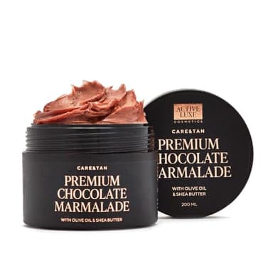 Active Luxe Marmelade au Chocolat Premium – Crème Bronzante Rapide avec Carotte et Huile d’Olive – Crème Corps pour un Teint Plus Foncé (200 ml)