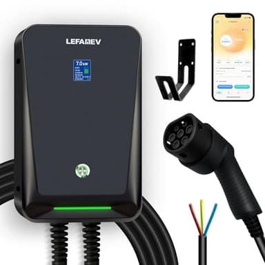 Borne de Recharge 7kW avec APP, Type 2 Chargeur Voiture Electrique avec écran Numérique, 32A Monophasé EVSE Recharge, Prend en Charge la Connectivité Bluetooth et WiFi (IEC 62196-2, 32A, 6m)