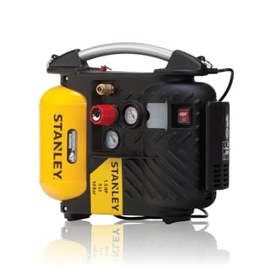 Stanley Compresseur DN200/10/5 - Compresseur à Air 10 Bar - 5L - 180L/Min - Compresseur à Air Portatif avec Poignée et Sangle de Transport - Jaune