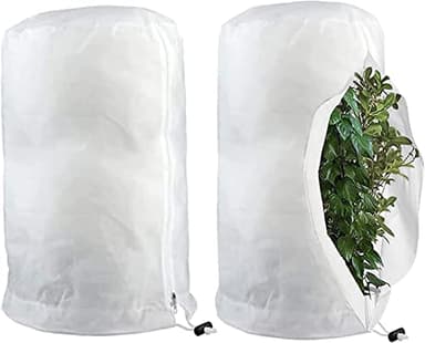 2pcs Protection hivernale pour plantes Protection contre le gel Grand sac de protection hivernale pour plantes avec fermeture éclair Respirant Résistant à la déchirure Réutilisable (100 * 120cm)