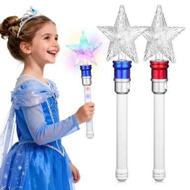 Amosfun Baguette ÉToile Lumineuse Tournante LED 37Cm pour FêTes Concerts Et Support Fans avec ÉToile Brillante Qui Tourne Et Couleurs VariéEs