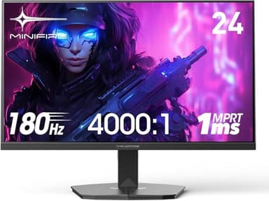 Minifire Écran PC Gamer 24 Pouces, 180Hz, 1ms, Adaptive Sync,FHD, 110% sRGB,1xHDMI 1.4/1xDP 1.2 Ports, BluelightShield, Bordure Ultra-Fine, Inclinaison Réglable
